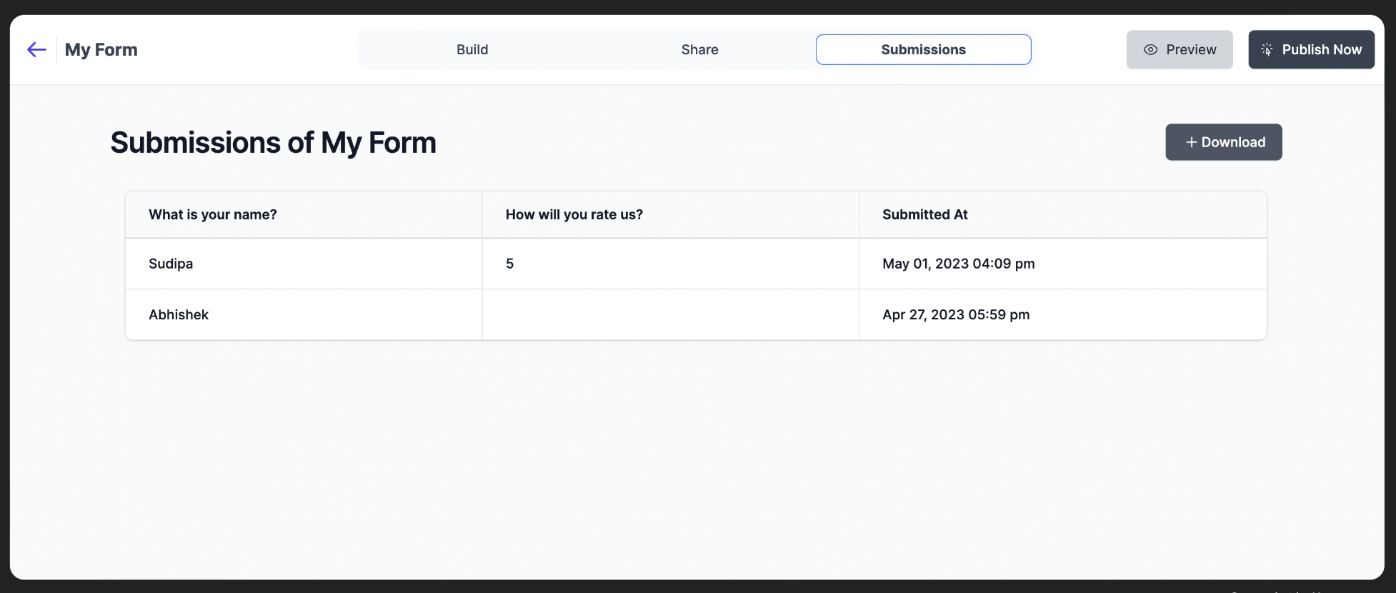 Example Youform live form